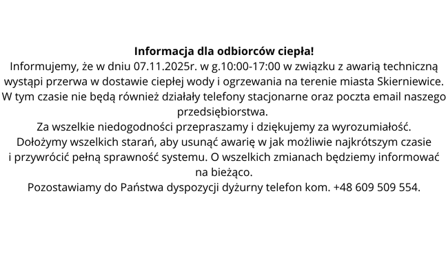 Informacja dla Odbiorców ciepła