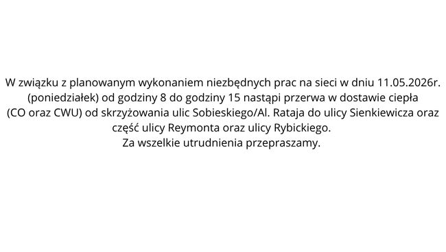 Informacja o pracach na sieci w dniu 11 maja 2026 roku