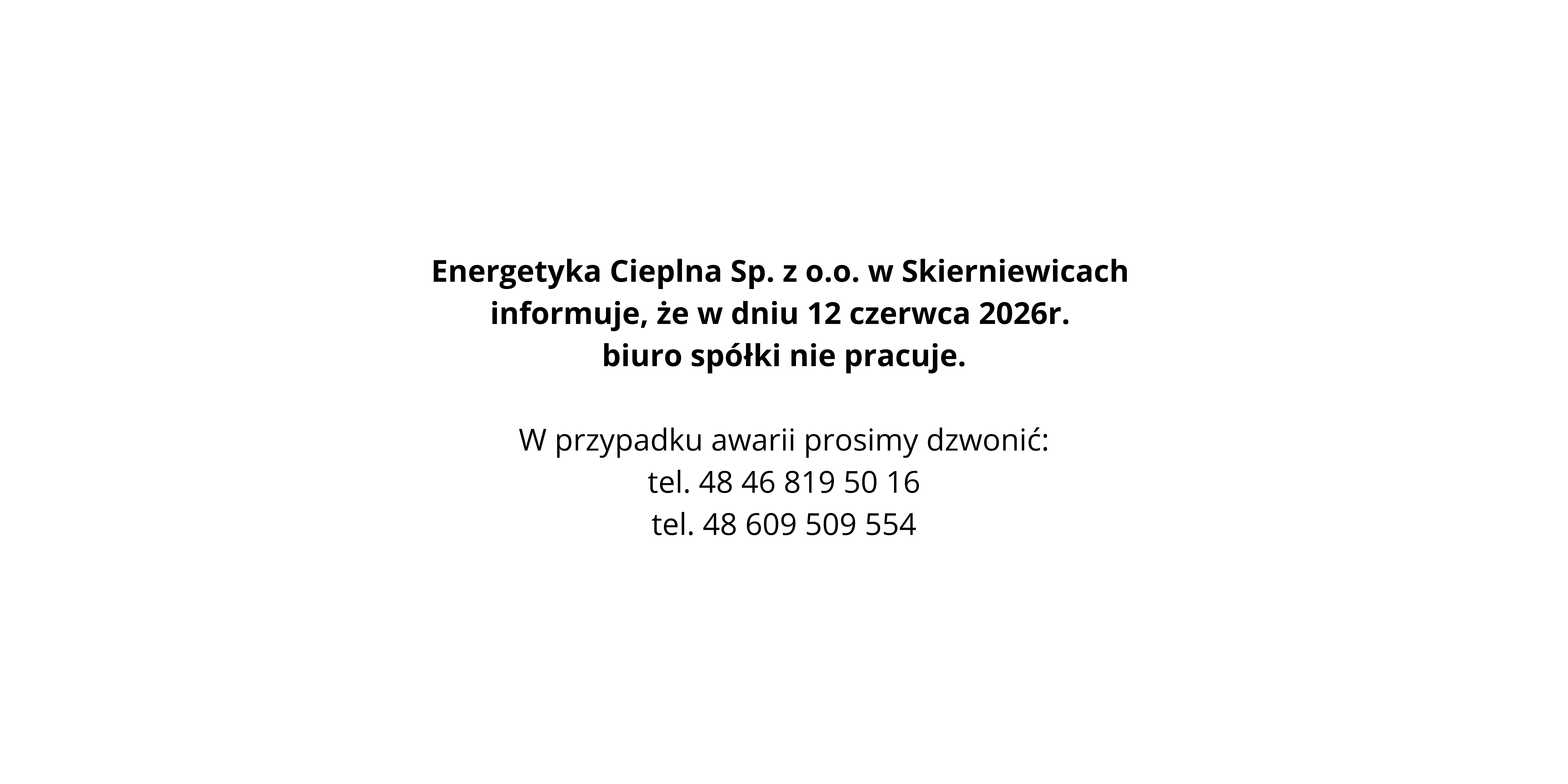 Informacja o dniu wolnym 12.06.2026r.