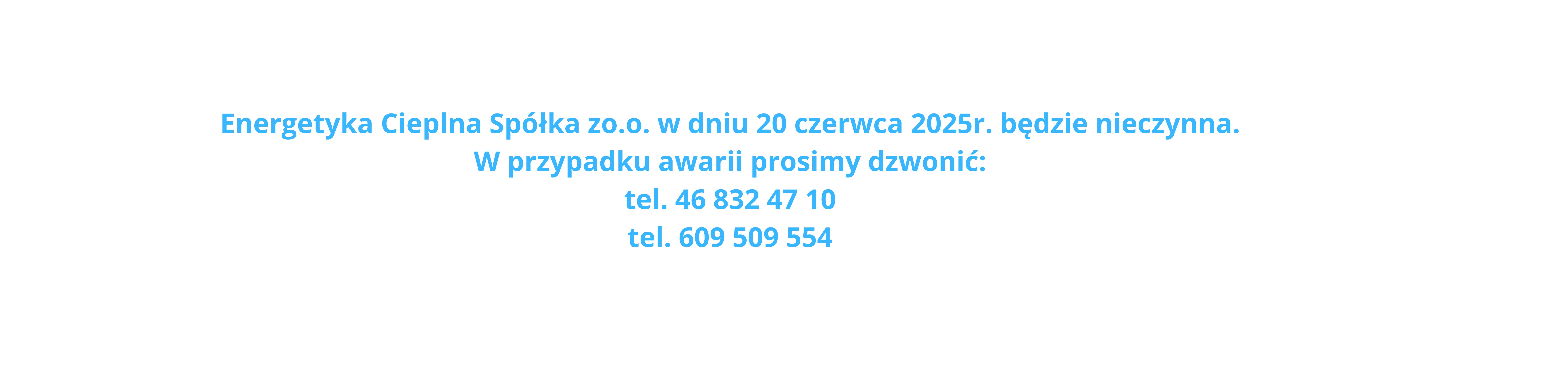 Informacja o tym że spółka nie pracuje w dniu 20 czerwca 2025 roku