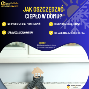 Plakat jak oszczędzać ciepło w domu.