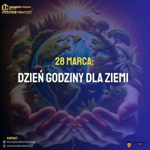 Grafika planety Ziemi otulona dłońmi.